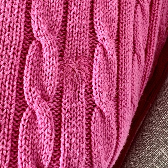 Vintage Lilly Pulitzer Pink Cable Knit Crew Neck Cotton Pullover Sweater Size 14 - Picture 2 of 8